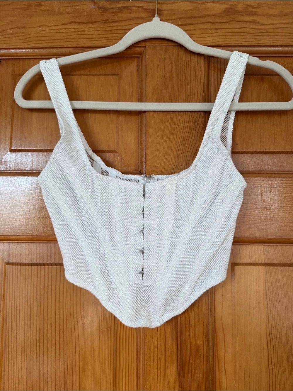 White Mesh Corset Tank Top